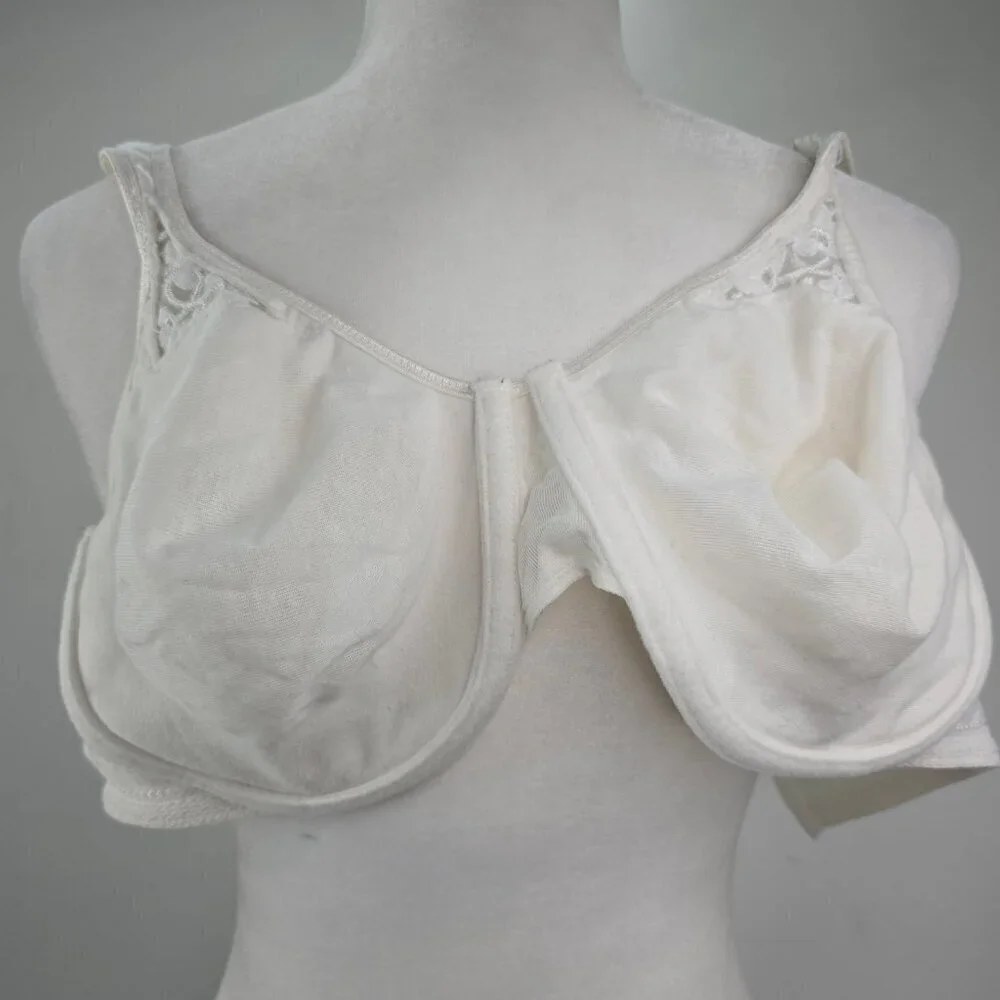 VTG Playtex Secrets Bra White Floral Cotton Underwire Full Coverage Bra 4415